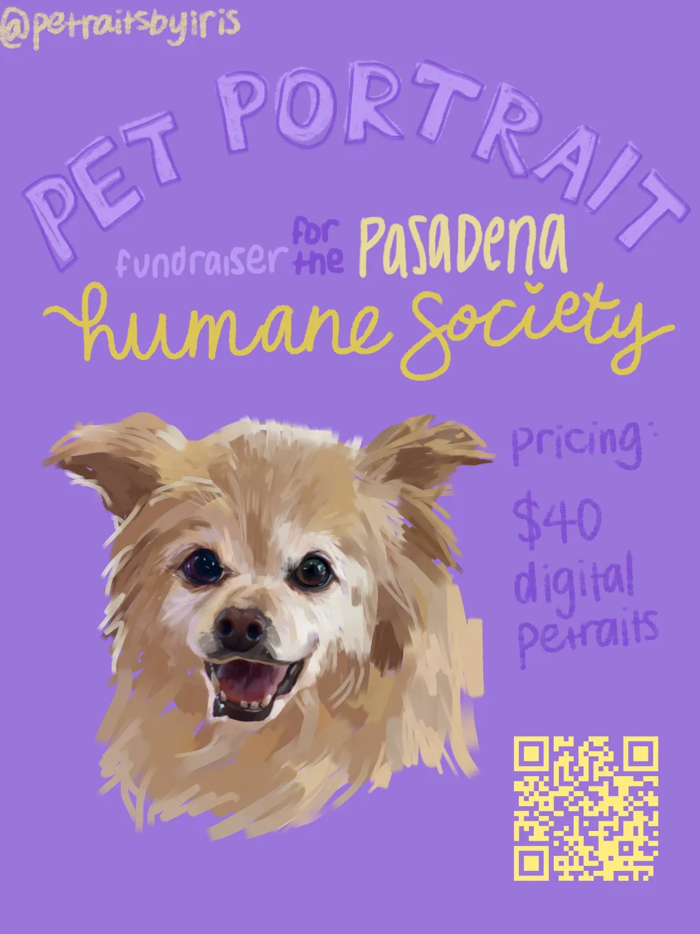 Petraits fundraiser poster for the Pasadena Humane Society by Iris Lin